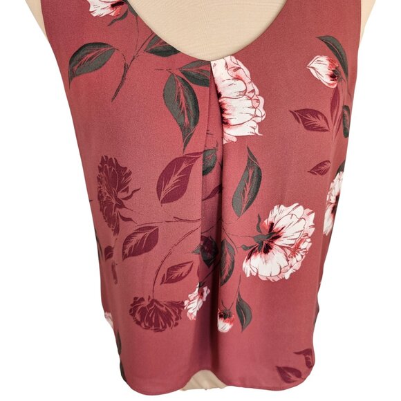 RW&CO NWT Burgundy Mauve Red Floral Blouse Sz M - Picture 2 of 9